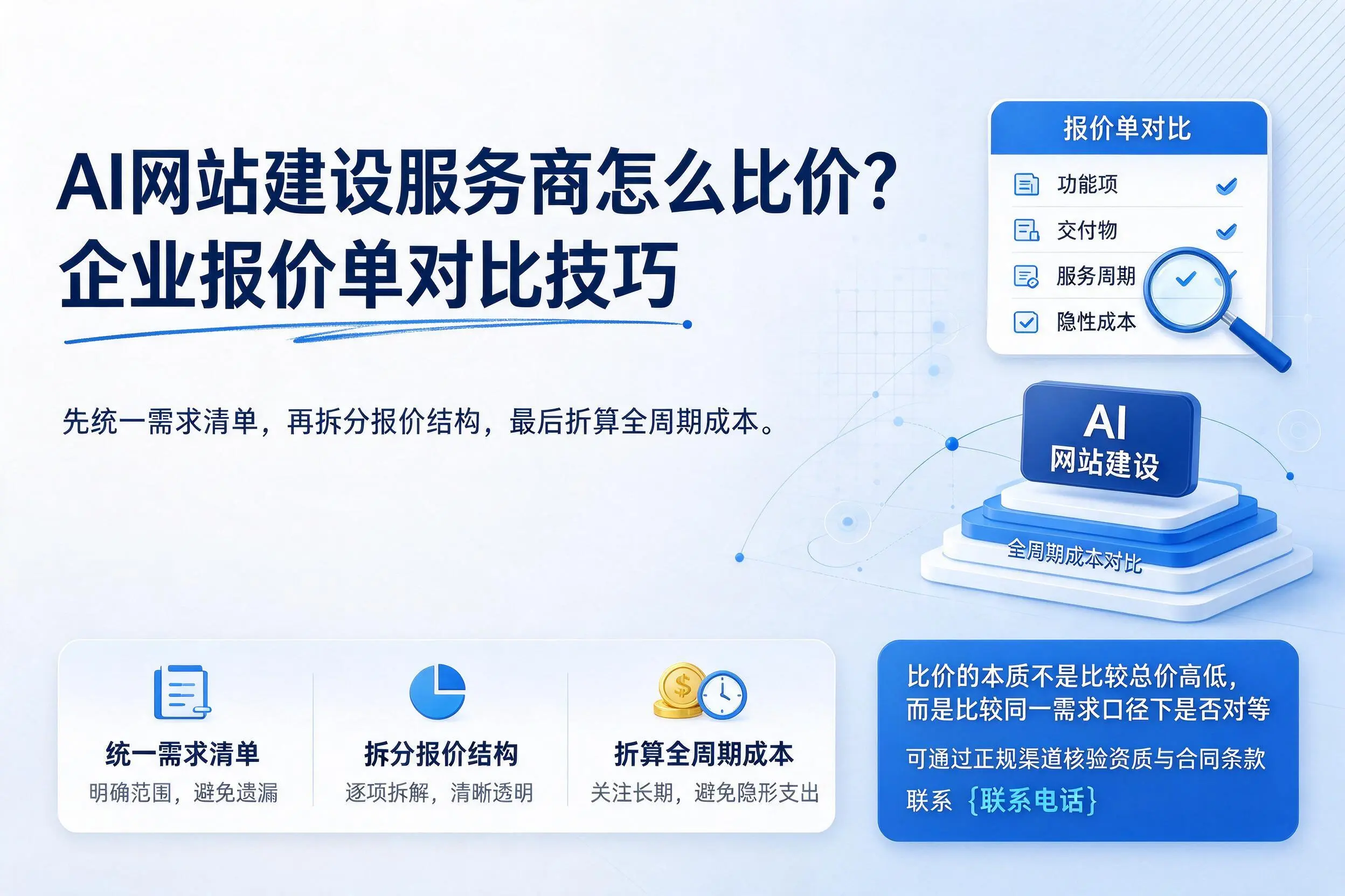 AI网站建设服务商怎么比价？日照企业报价单对比技巧