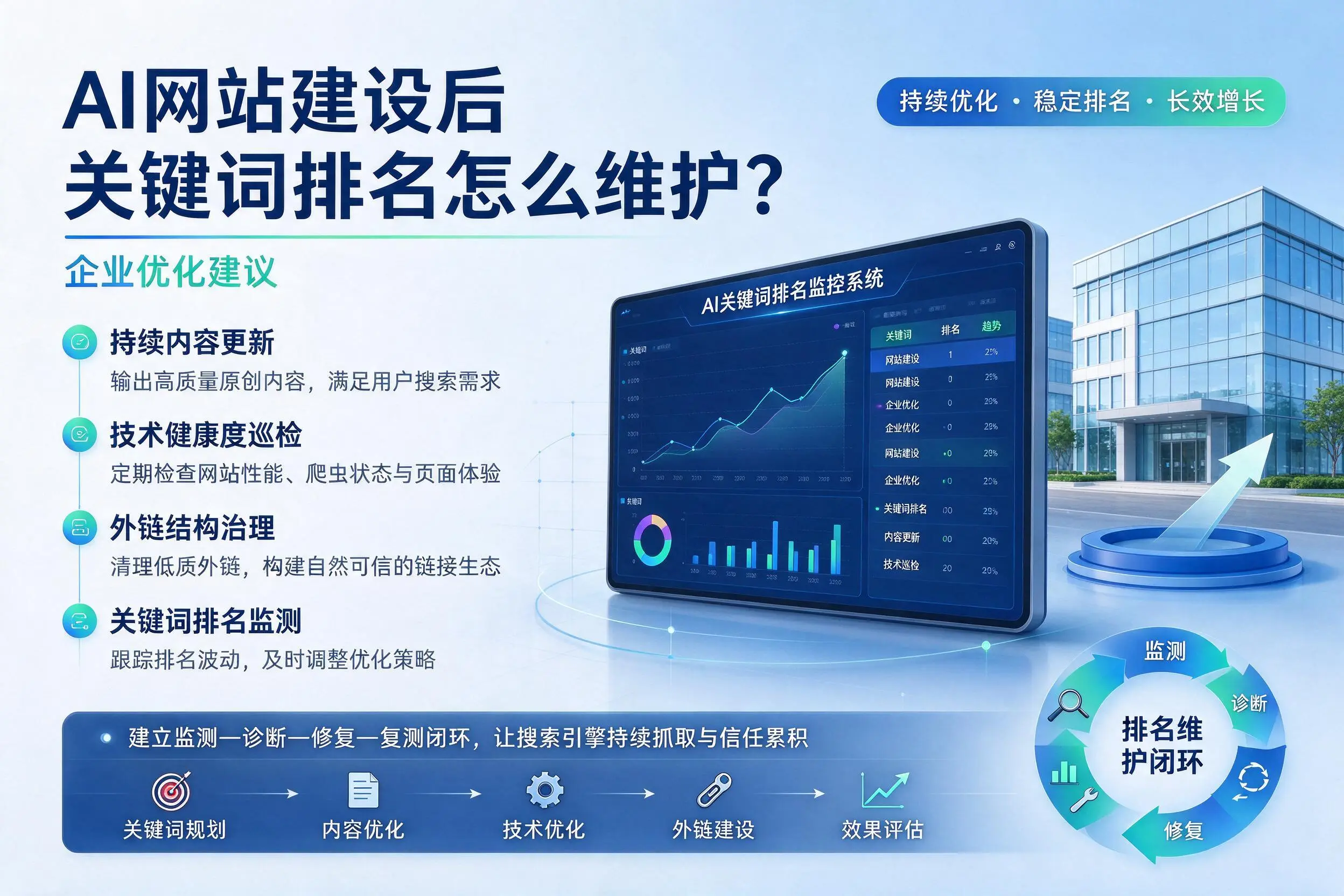AI网站建设后关键词排名怎么维护？日照企业优化建议